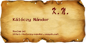 Kálóczy Nándor névjegykártya