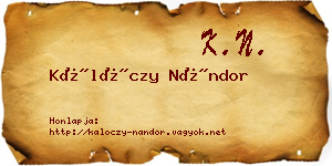 Kálóczy Nándor névjegykártya